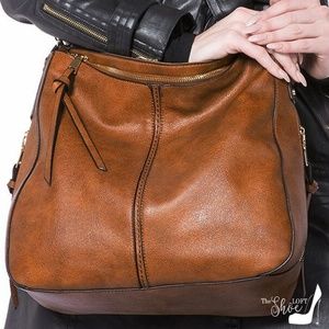 Cognac or Burgundy Large Hobo Shoulder Bag